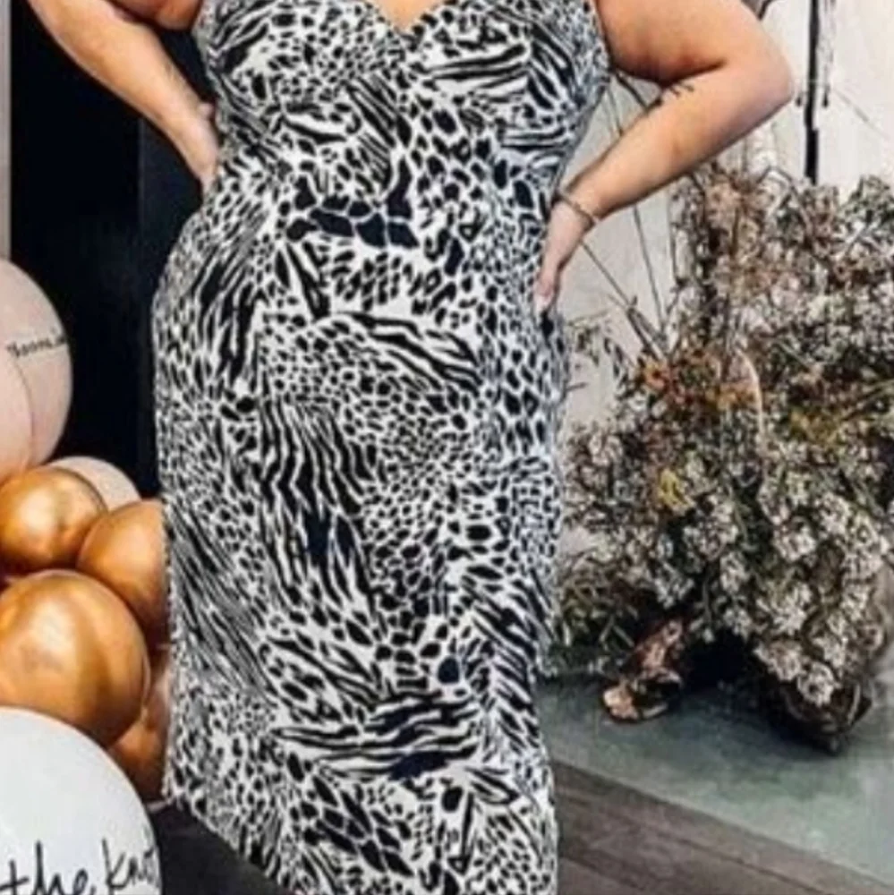 Animal Print Bustier Midi Dress / Trench Sergio Hudson Target Black/Whit… - Picture 6 of 7